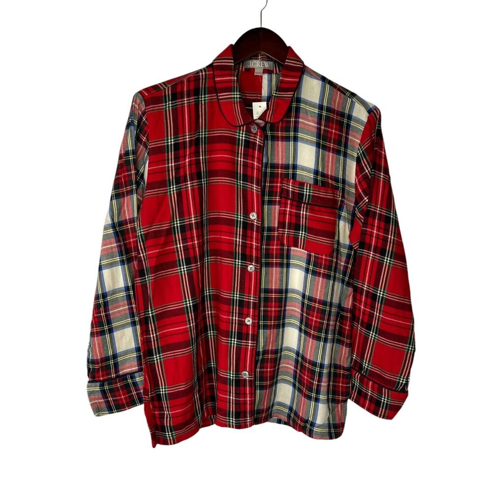 NWT J.Crew Pajama Top Women’s Size Small Plaid Flannel Long Sleeve Holiday New